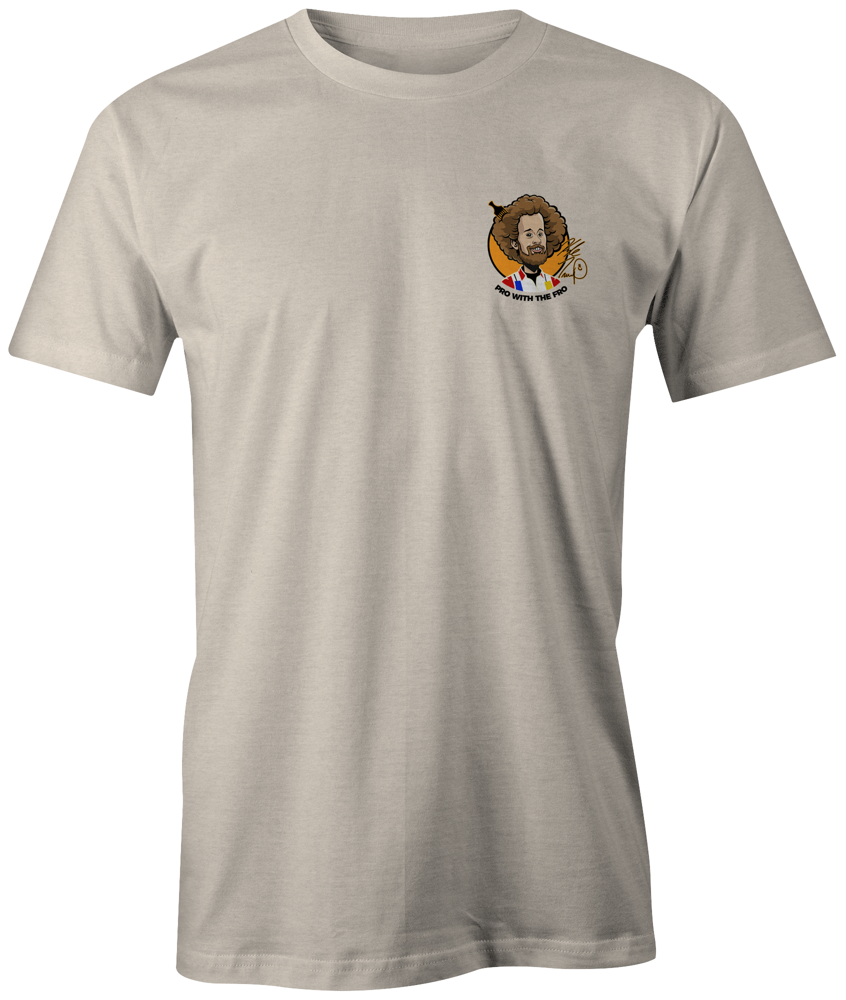 kyle troup bowling pba professional bowling shirt storm bowling pro with the fro afro pick fun funny sand tan