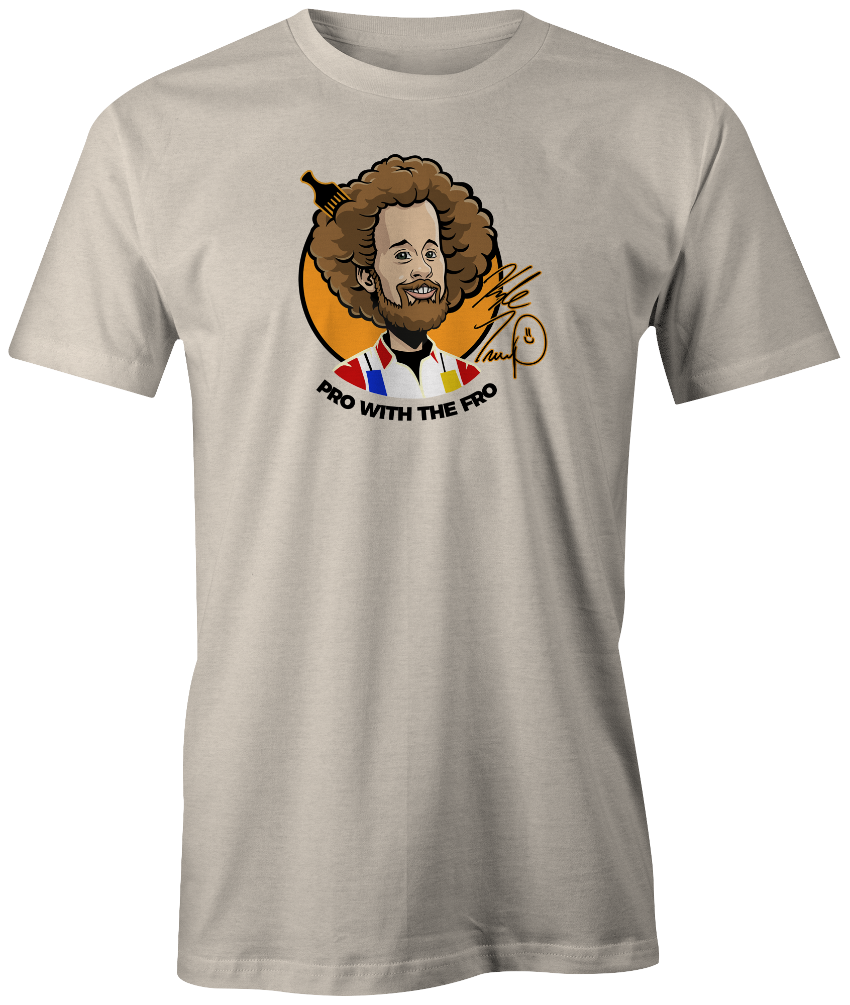 kyle troup bowling pba professional bowling shirt storm bowling pro with the fro afro pick fun funny sand tan