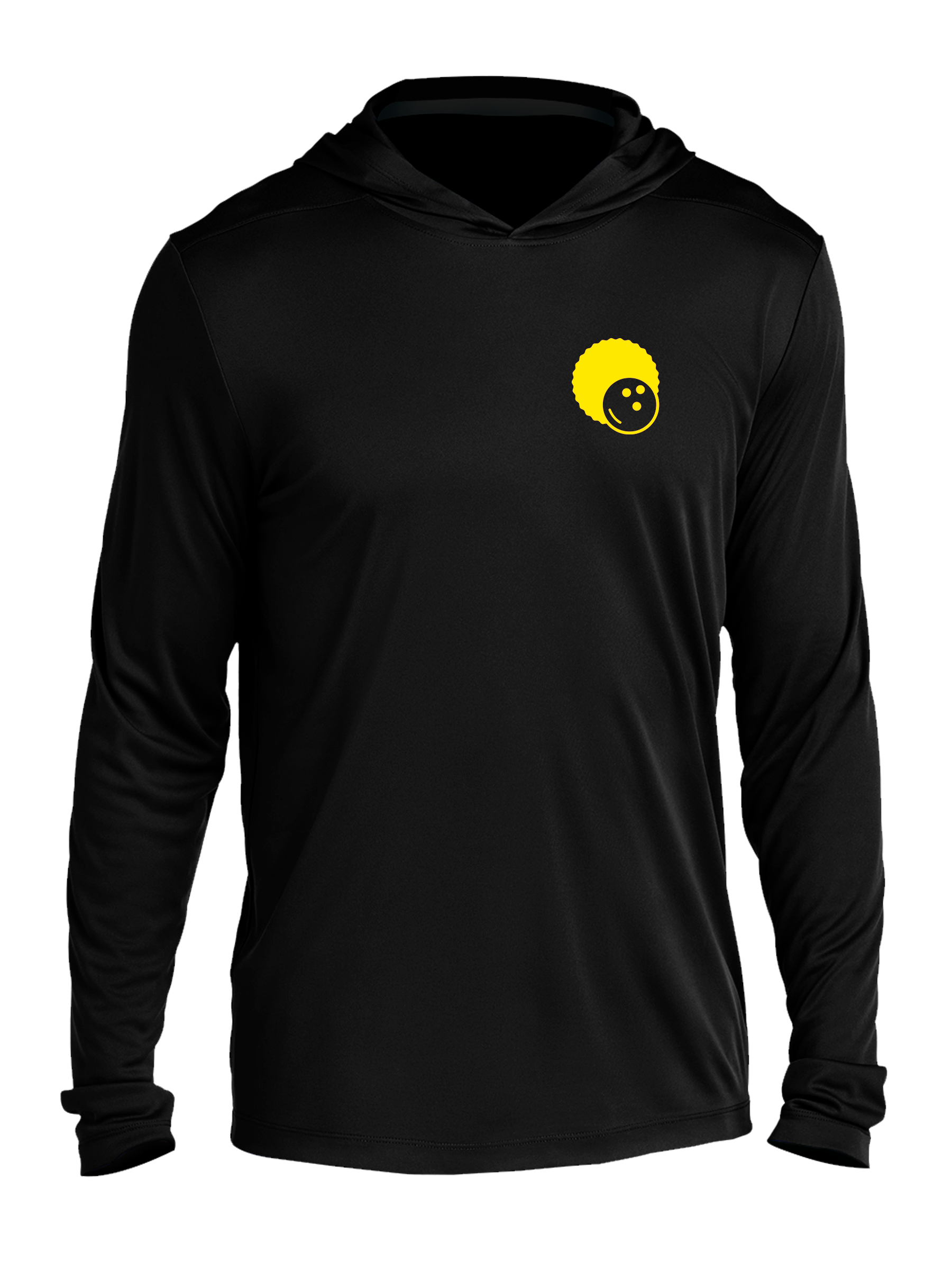 kyle troup bowling pba professional bowling shirt storm bowling signature silhouette black yellow afroball afro hoodie dri fit