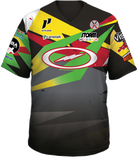 kyle troup bowling pba professional bowling shirt storm bowling jersey bowlifi barrier artist grey gray green red black yellow front