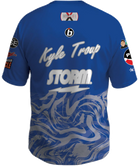 kyle troup bowling pba professional bowling shirt storm bowling jersey bowlifi blue gray grey marble back