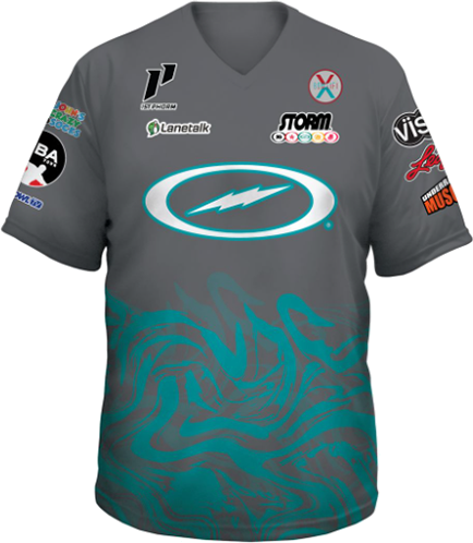 kyle troup bowling pba professional bowling shirt storm bowling jersey bowlifi marble front grey gray teal