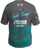 kyle troup bowling pba professional bowling shirt storm bowling jersey bowlifi marble back grey gray teal