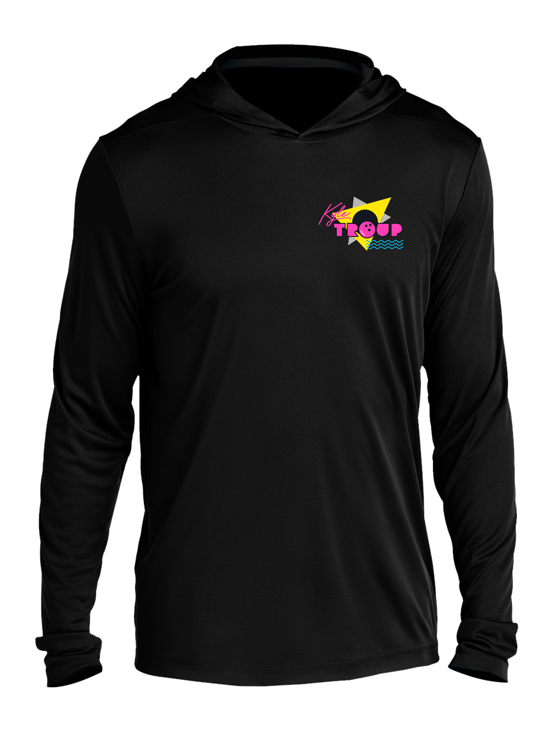 kyle troup bowling pba professional bowling shirt storm bowling signature silhouette black 80's afro hoodie dri fit