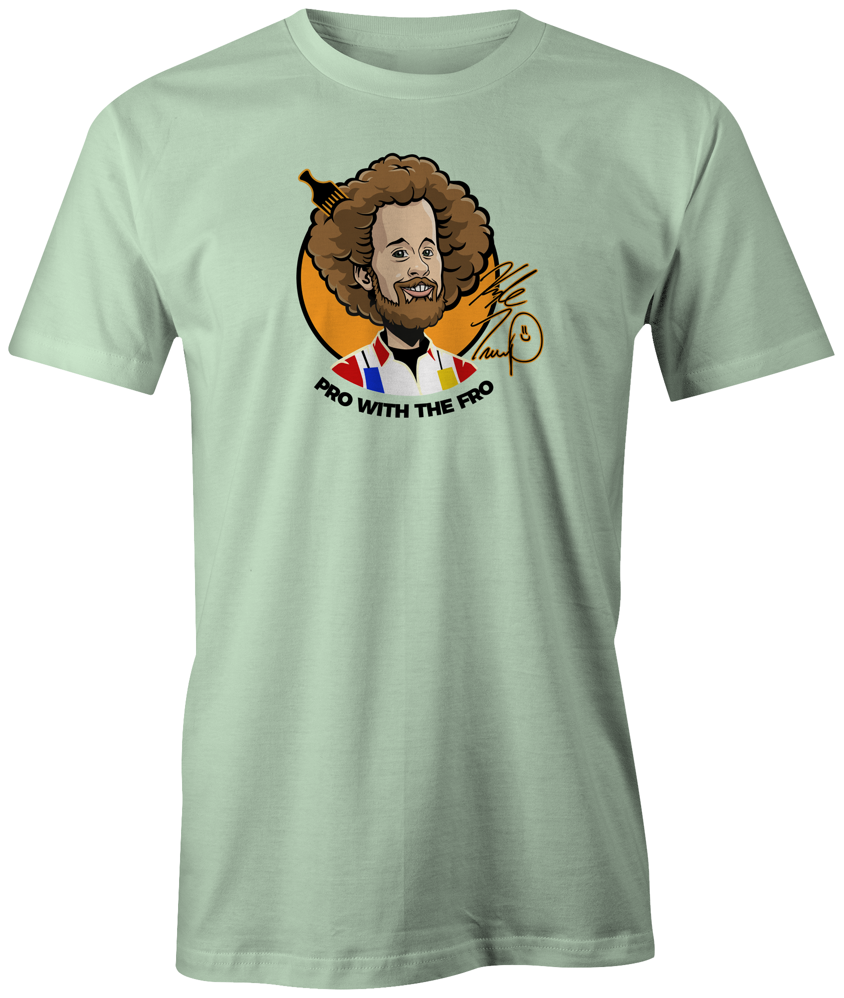 kyle troup bowling pba professional bowling shirt storm bowling  pro with the fro afro pick fun funny mint green