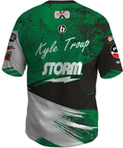 kyle troup bowling pba professional bowling shirt storm bowling jersey bowlifi swamper back green black white